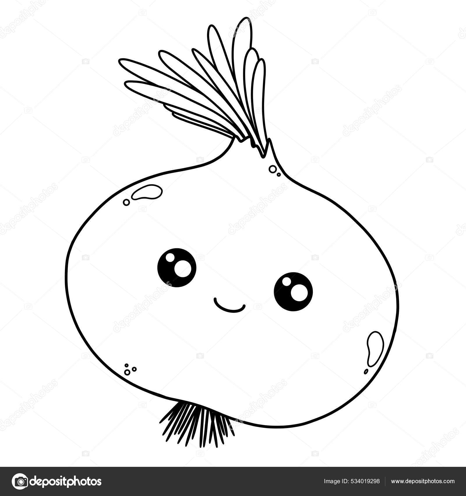 Coloring page cute onion stock photo by dianahaharina