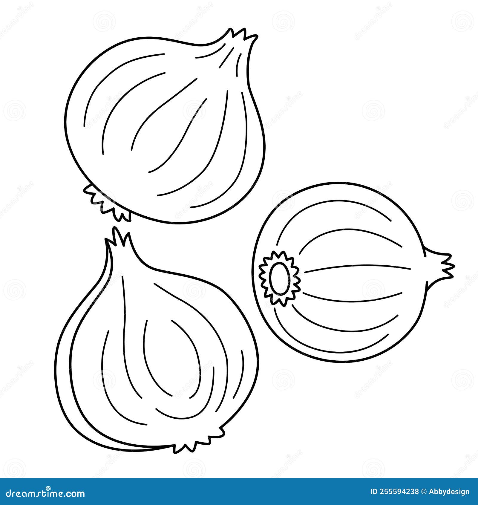 Onion vegetable isolated coloring page for kids stock vector