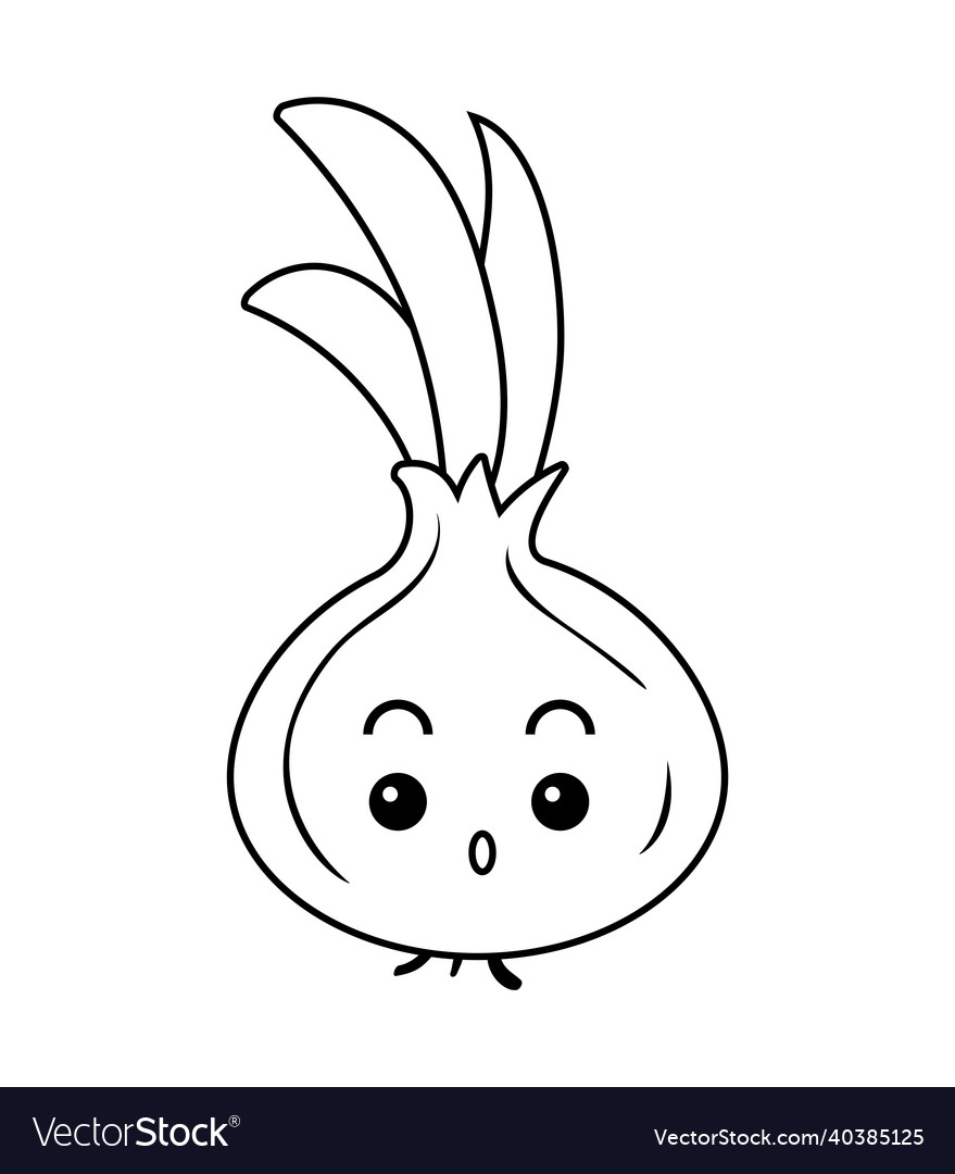 Coloring book onion with a cute face royalty free vector