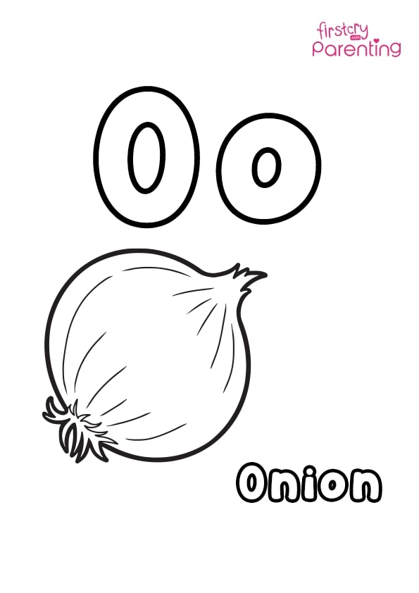 O for onion coloring page for kids