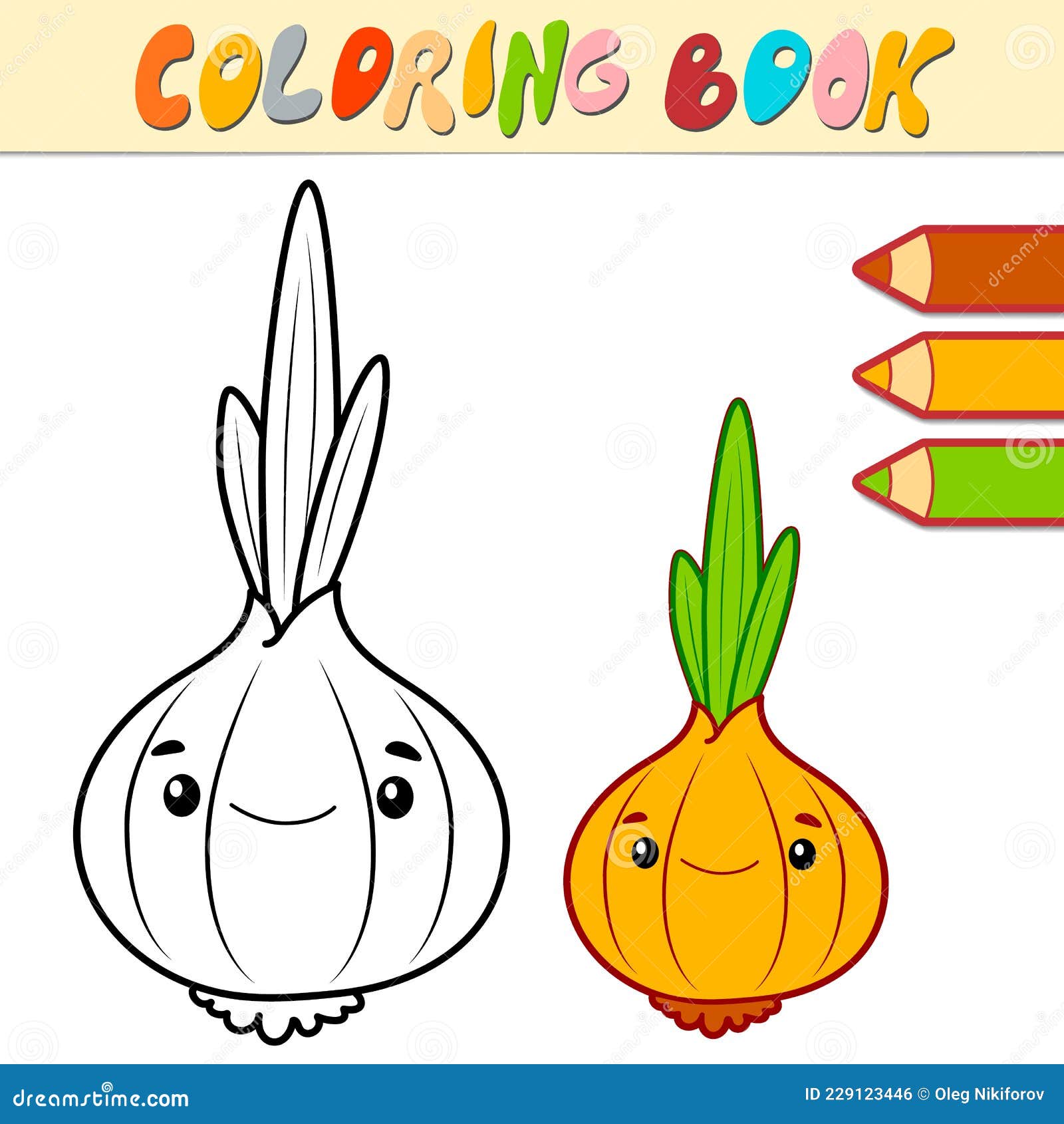 Coloring book or page for kids onion black and white vector stock vector