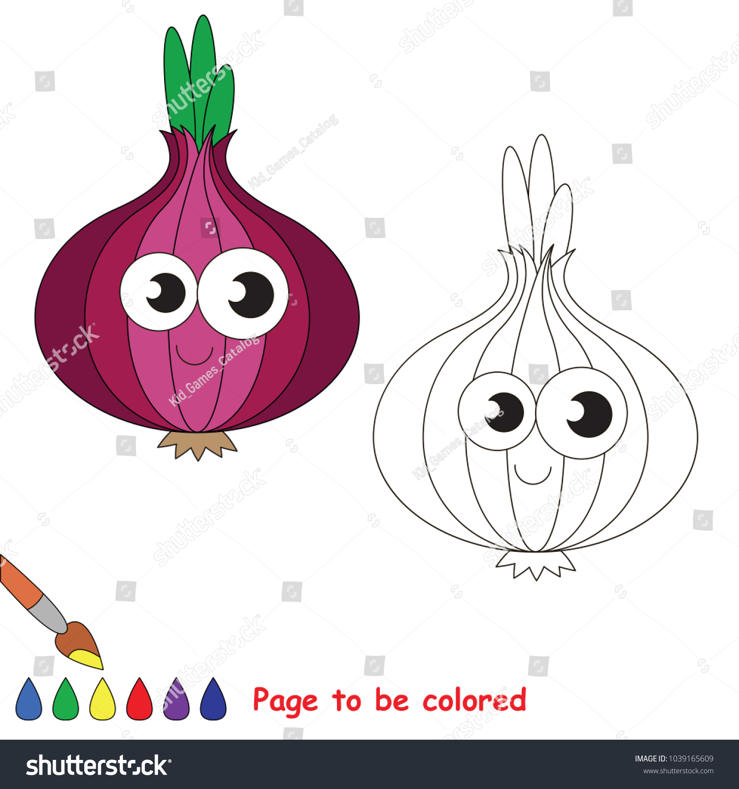 Sweet onion smiling be colored coloring stock vector royalty free