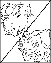 Ivysaur and onix coloring page to print