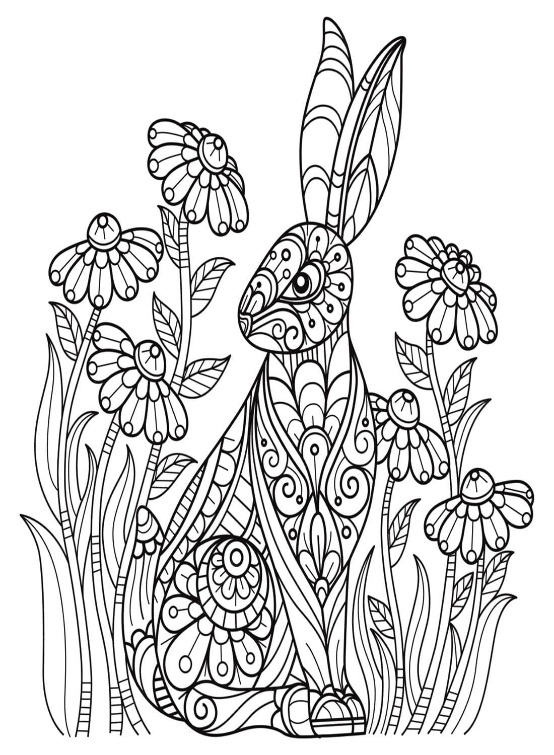 Rabbit for adults coloring page