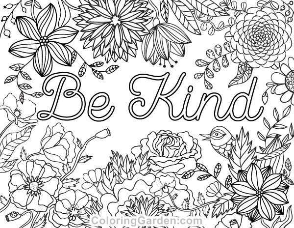 Free printable be kind adult coloring page download it in pdf format at httpâ free adult coloring pages coloring pages inspirational online coloring pages