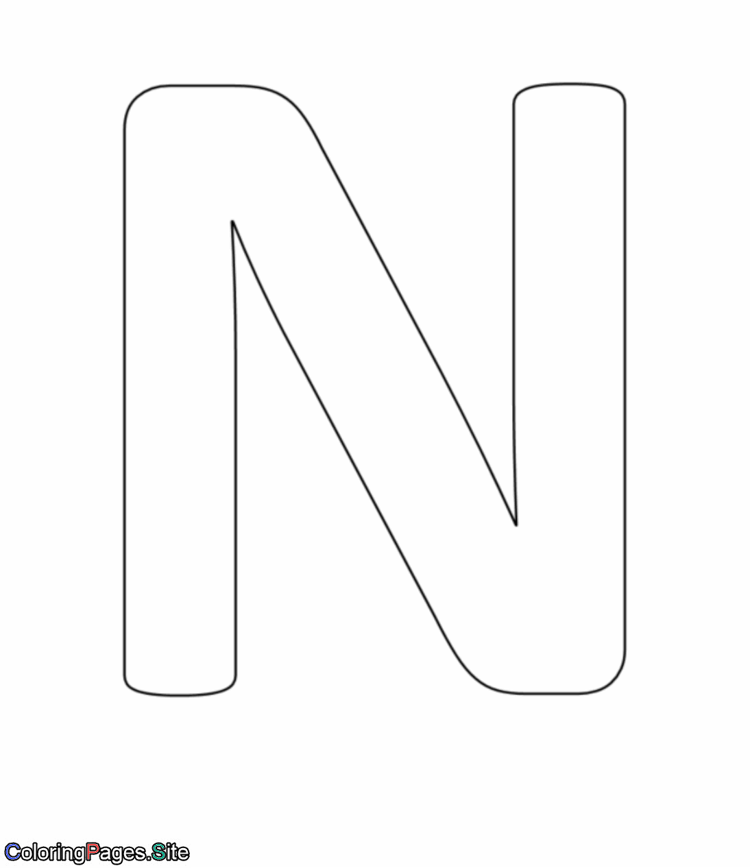 N letter alphabet coloring page