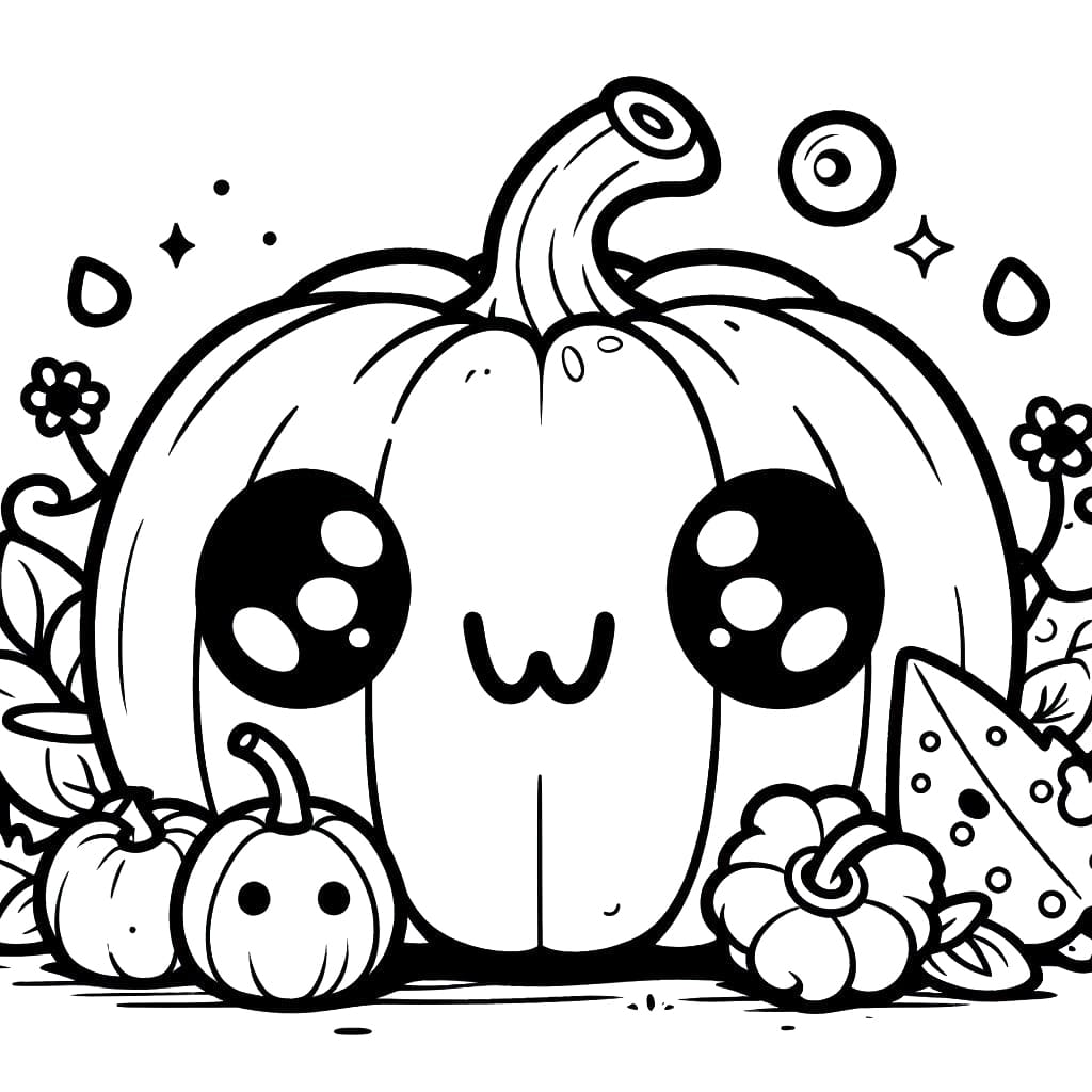 Kawaii jack o lantern coloring page