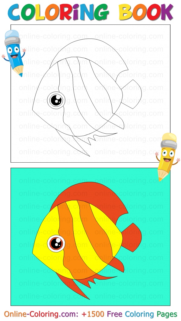 Fish free online coloring page