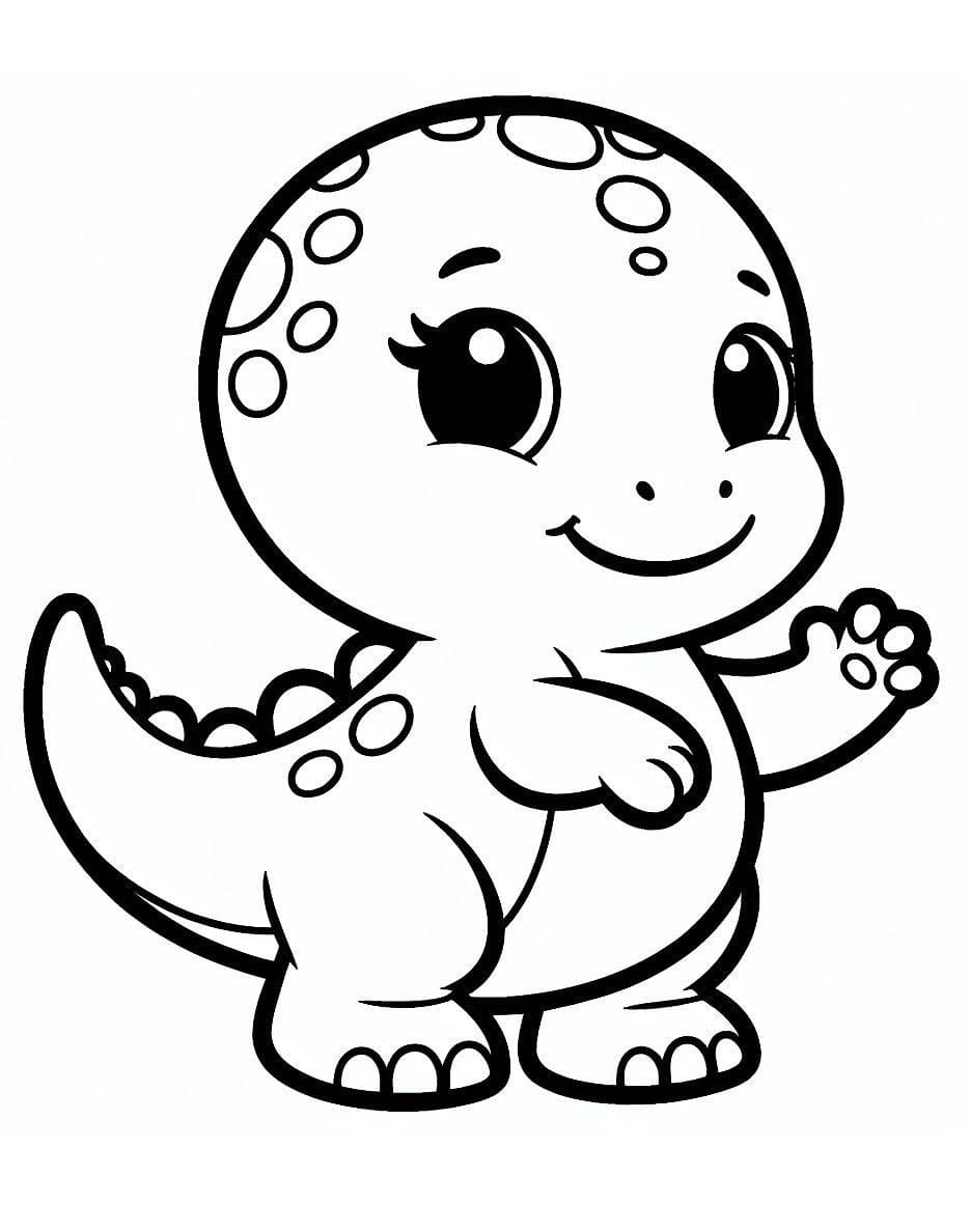 Friendly baby dinosaur coloring page