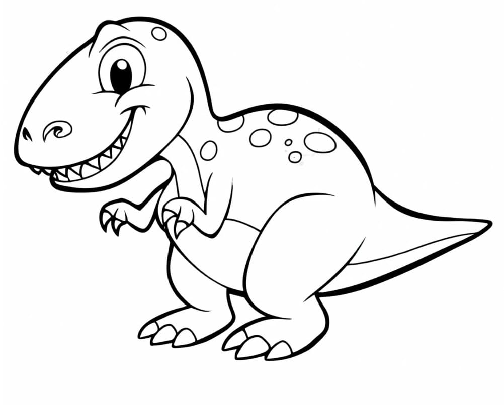 Funny cartoon dinosaur coloring page