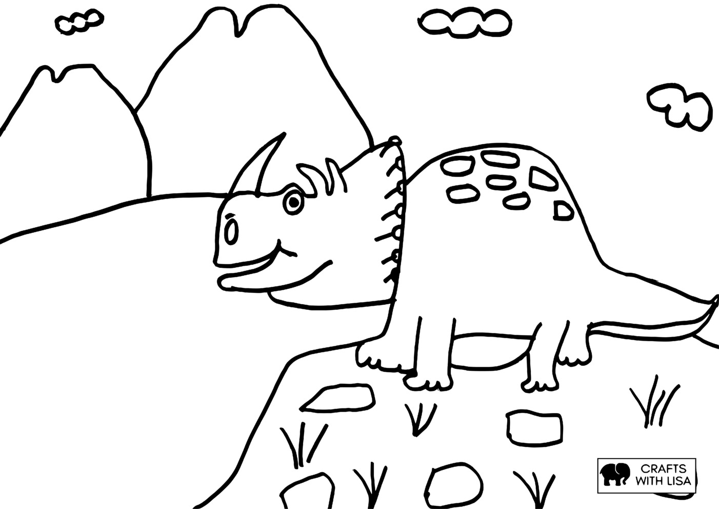 Dinosaur triceratops coloring page