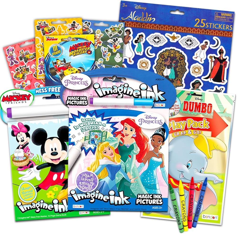 Disney coloring book imagine ink super set no mess magic ink activity books featuring aladdin lion king and dumbo with disney mickey mouse stickers buy online at best price