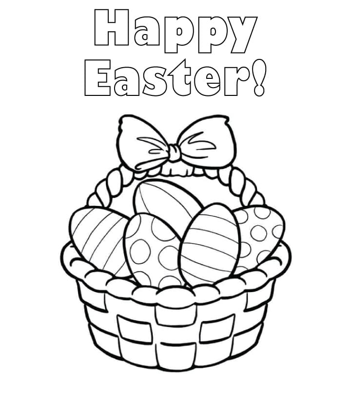 Happy easter drawing coloring page