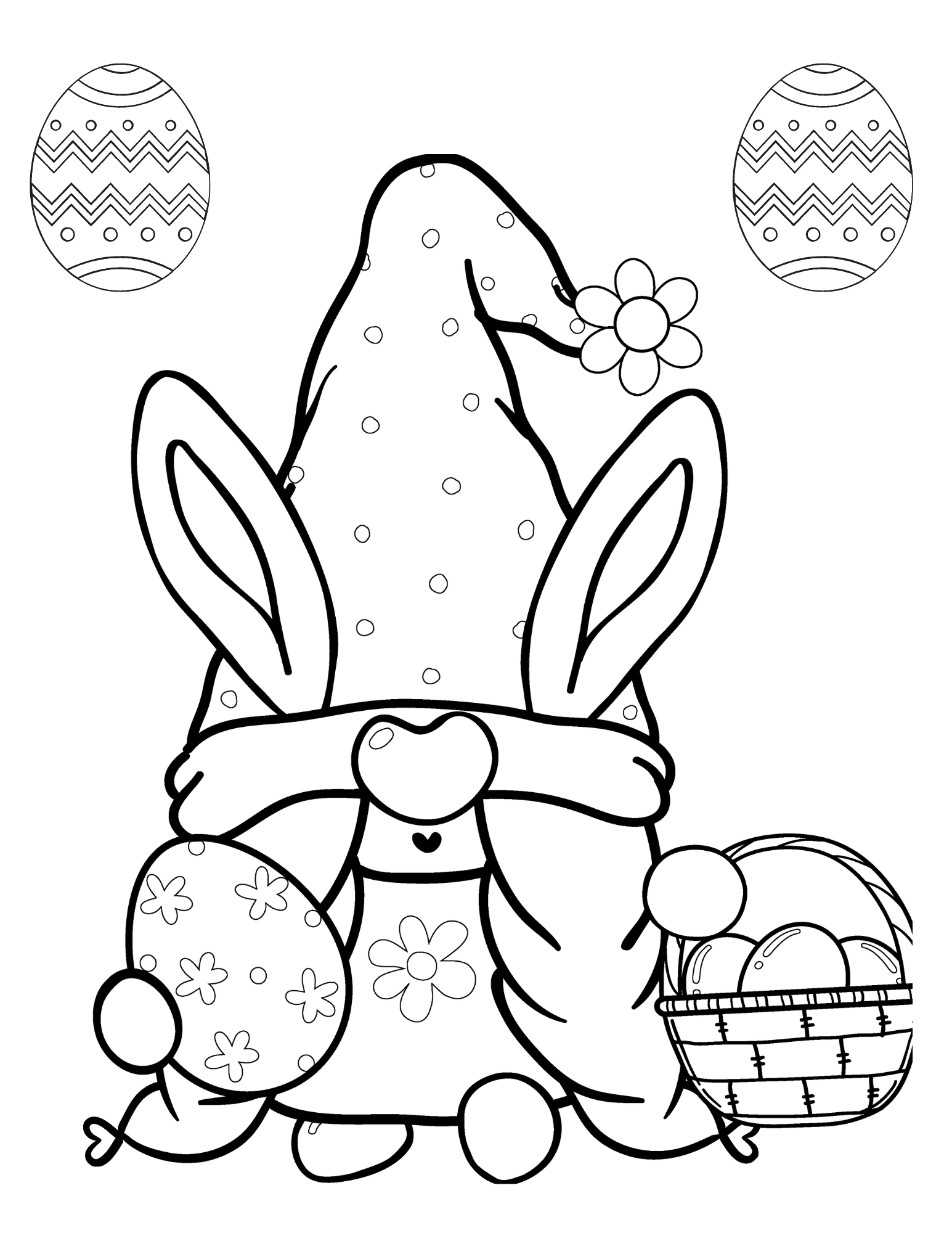 Free printable easter gnomes coloring pages for kids and adults