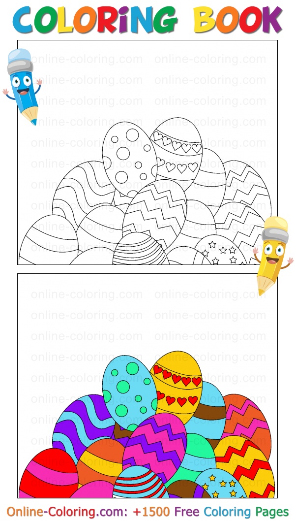 Colored easter eggs free online coloring page