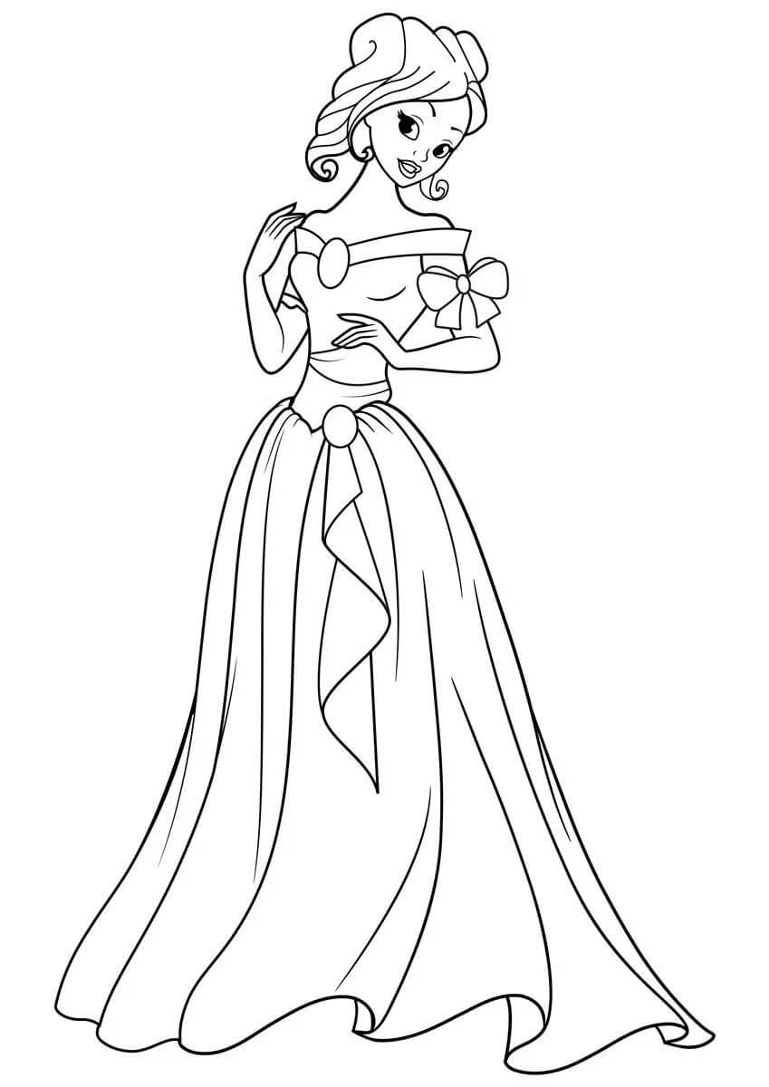 Curly hair princess coloring page