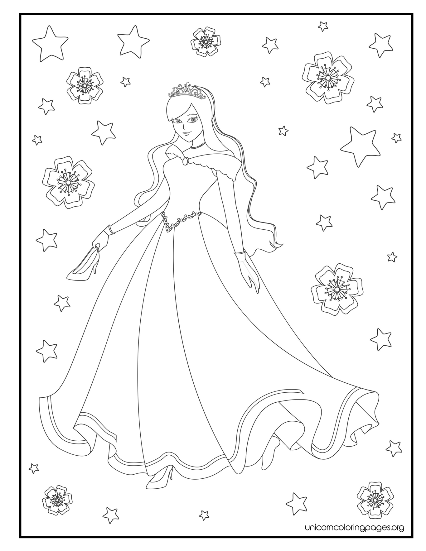 Free princess coloring pages for kids printable easy sheet