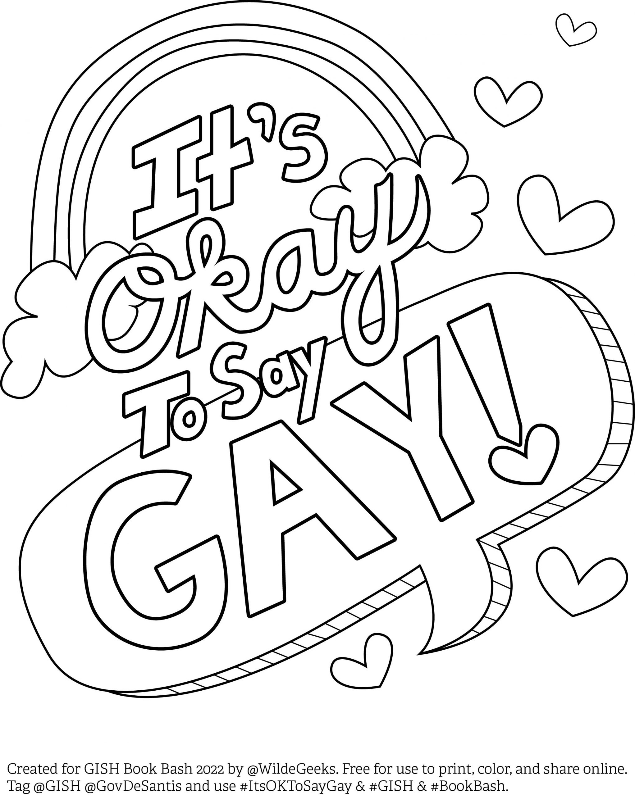 Its okay to say gay coloring page free download â wilde designs