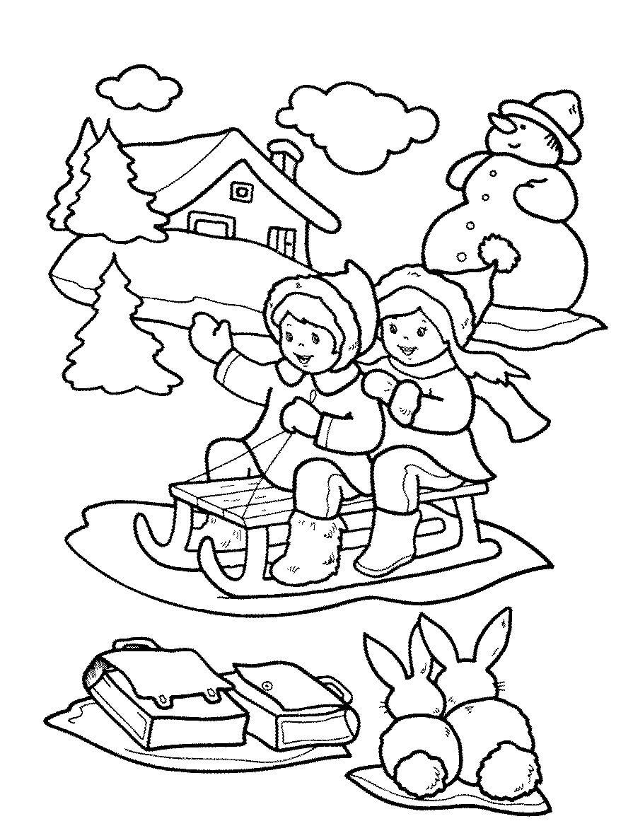 Simple winter coloring page