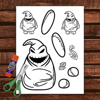 Printable color cut build oogie boogie paper doll for halloween