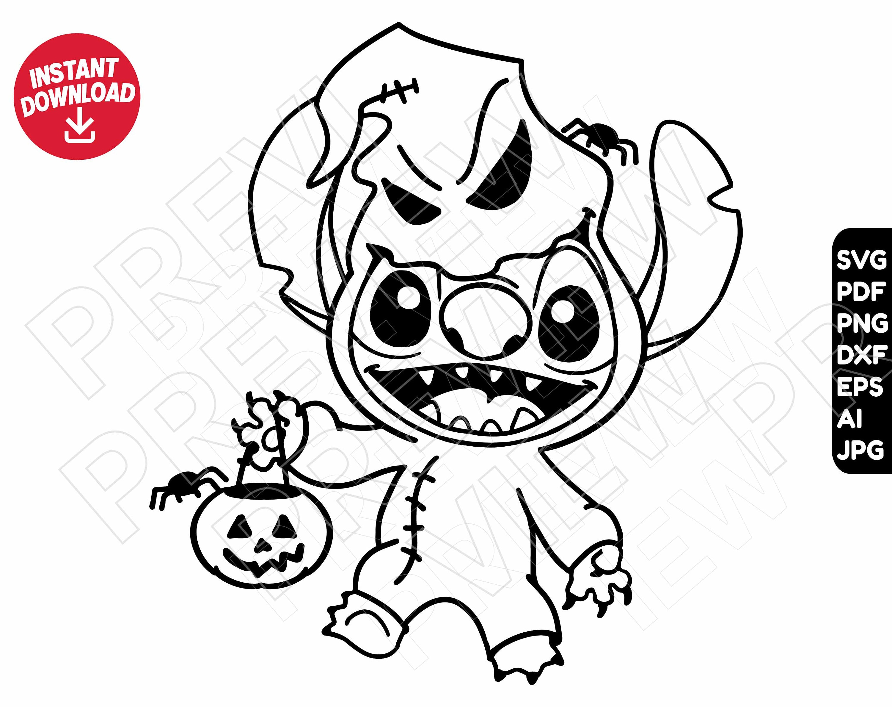 Stitch halloween svg oogie boogie dxf png clipart the nightmare before christmas cut file outline silhouette
