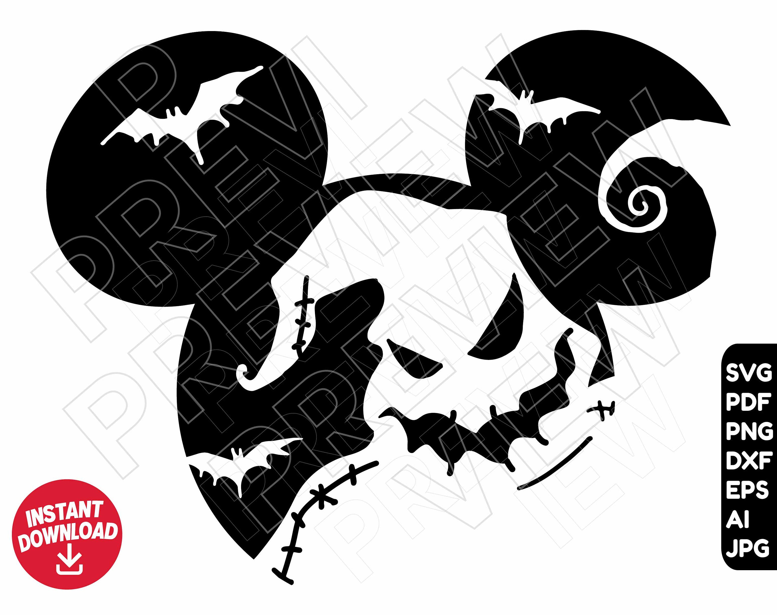 Oogie boogie svg png dxf clipart ears cut file outline silhouette