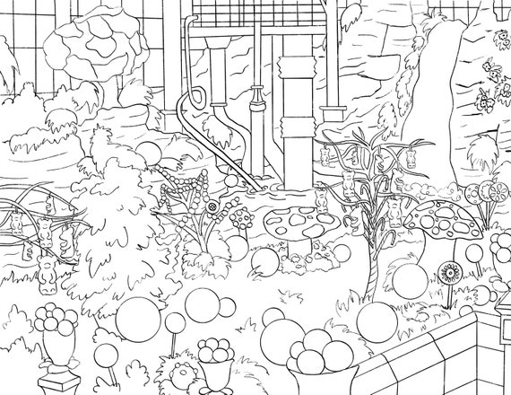 Chocolate factory coloring page adult coloring page movie scene coloring page instant download