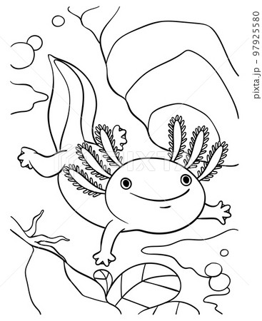 Axolotl coloring page for kids