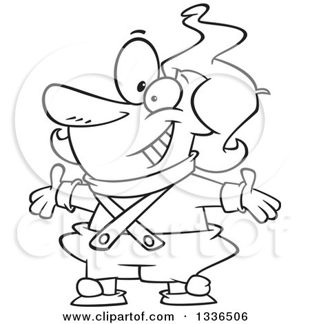 Lineart clipart of a cartoon black and white oompa loopa weling