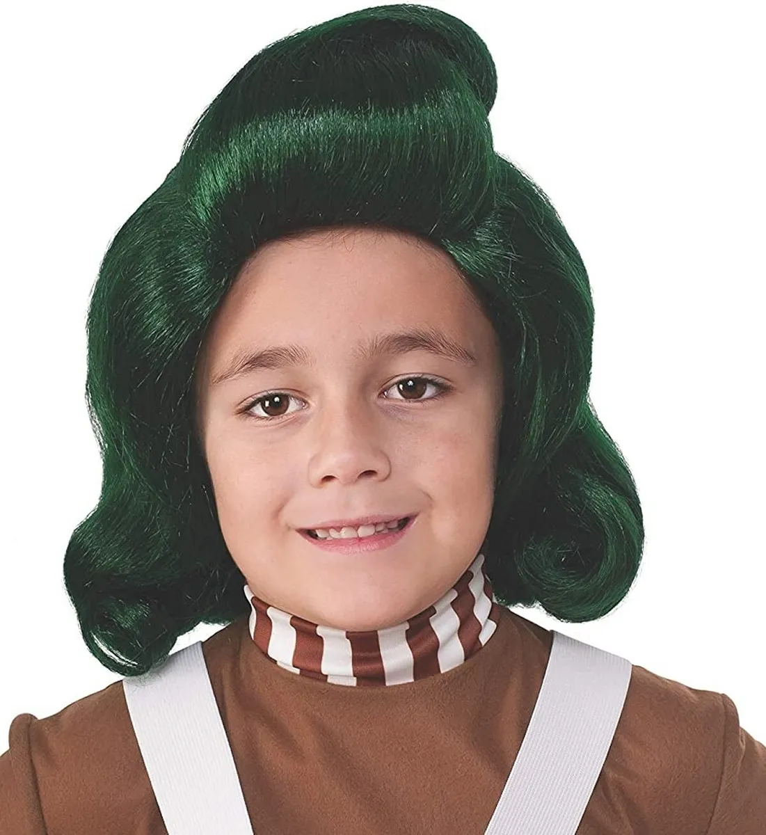 Oompa loompa wig child kids costume green willy wonka charlie chocolate official