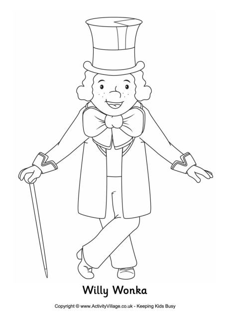 Willy wonka colouring pages