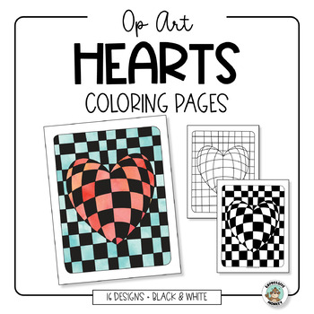 Op art hearts â valentines day heart coloring pages â color art lesson