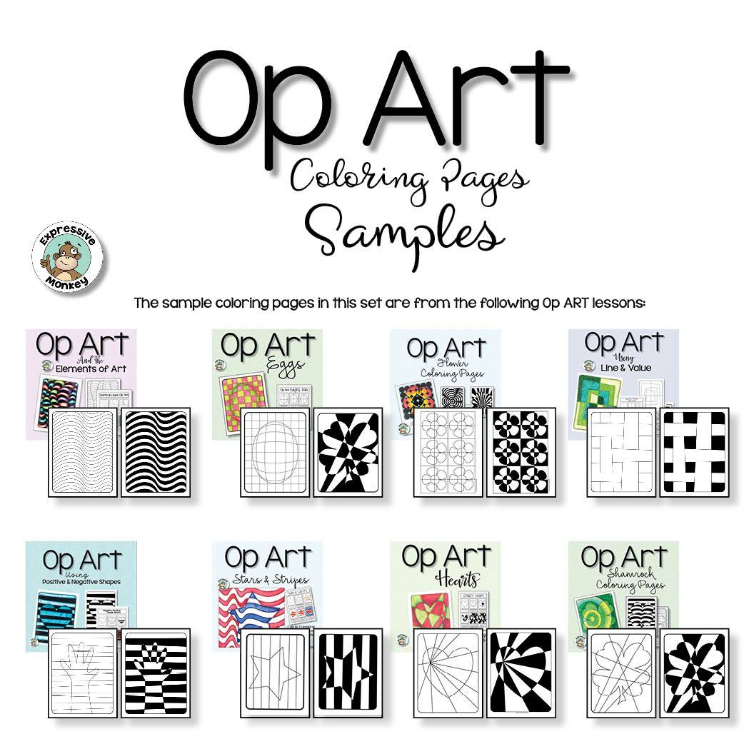 Op art coloring pages â expressive monkey