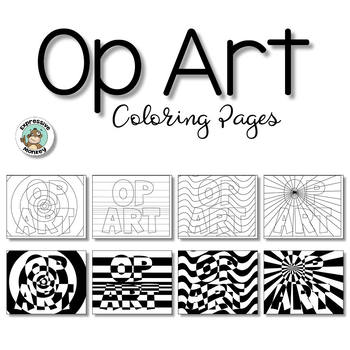 Op art graphics and coloring pages tpt