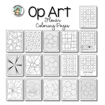 Spring coloring pages â op art flowers â fun art sub lesson op art lessons op art op art projects