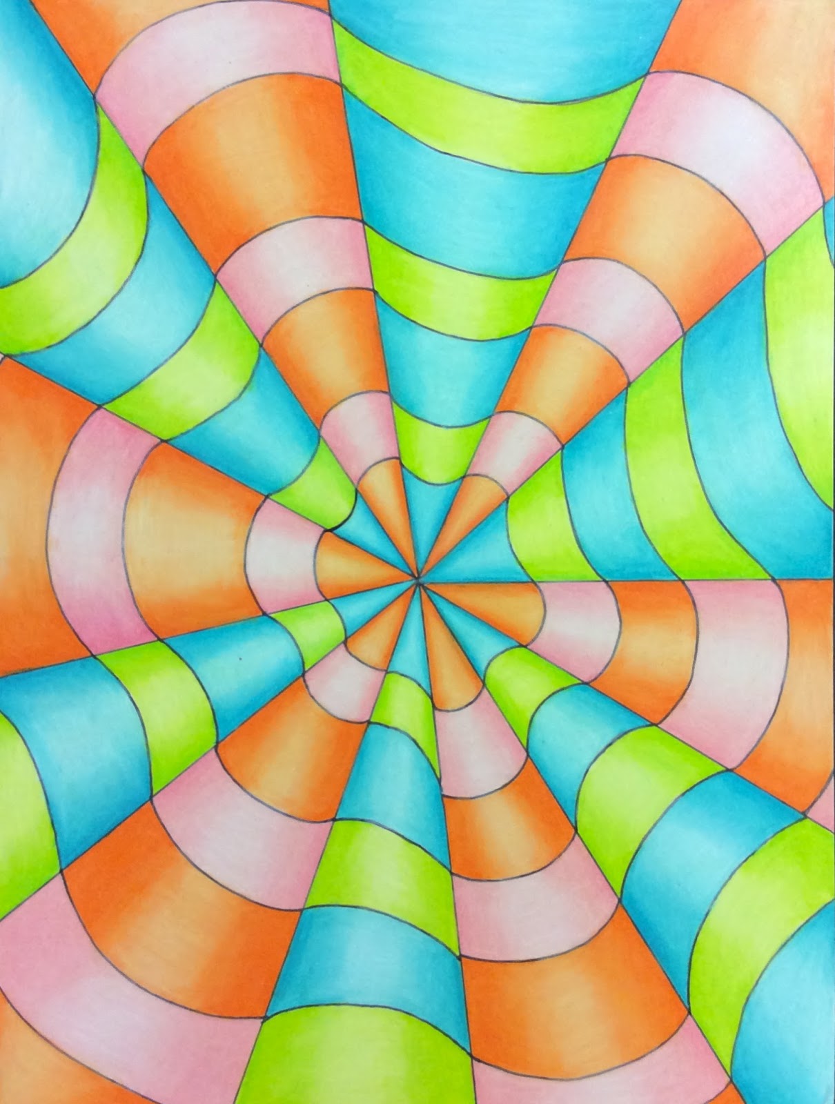 Drawing an optical illusion with warm and cool plimentary colors