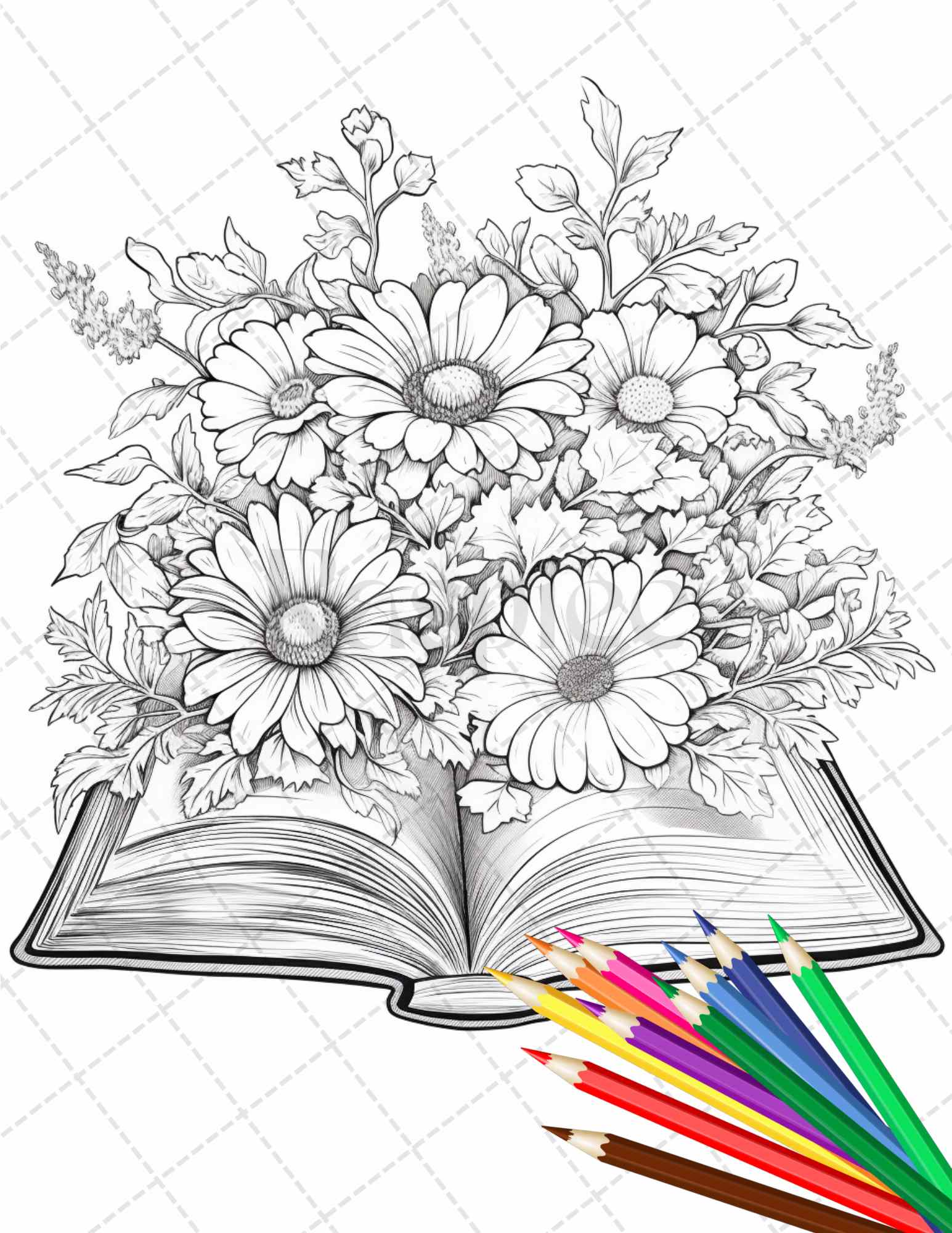 Book flowers coloring pages printable for adults grayscale colorin â coloring