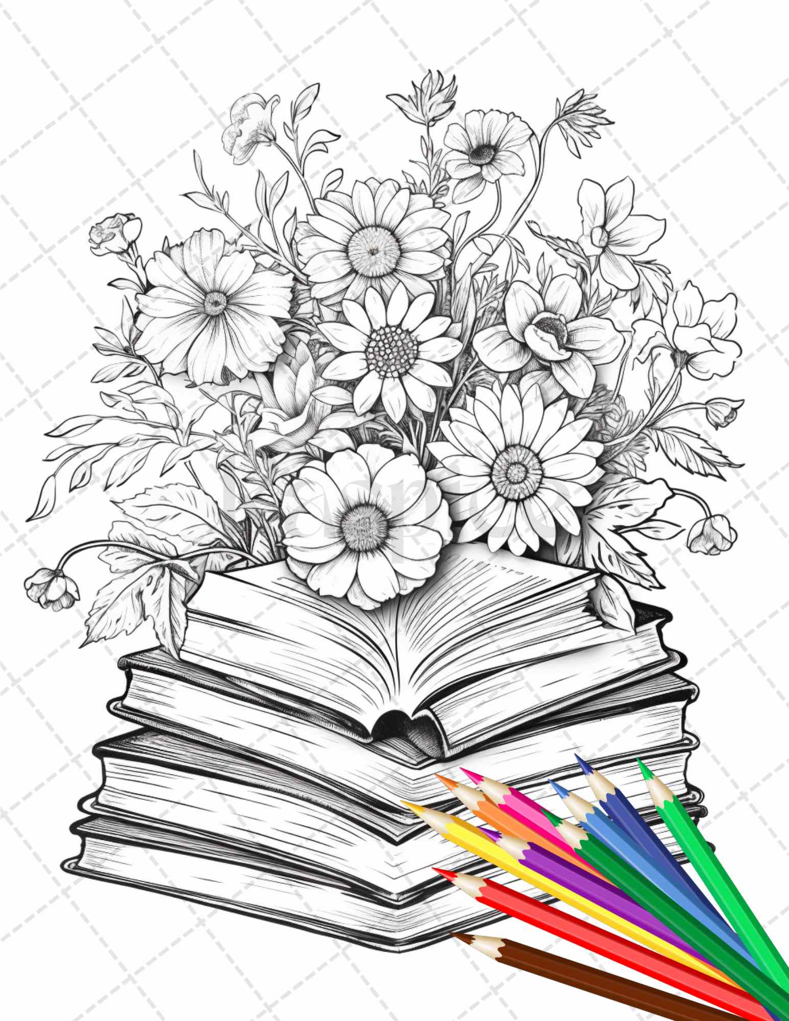 Book flowers coloring pages printable for adults grayscale colorin â coloring