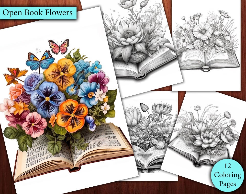 Buy open book flowers coloring page adults kids coloring online in india