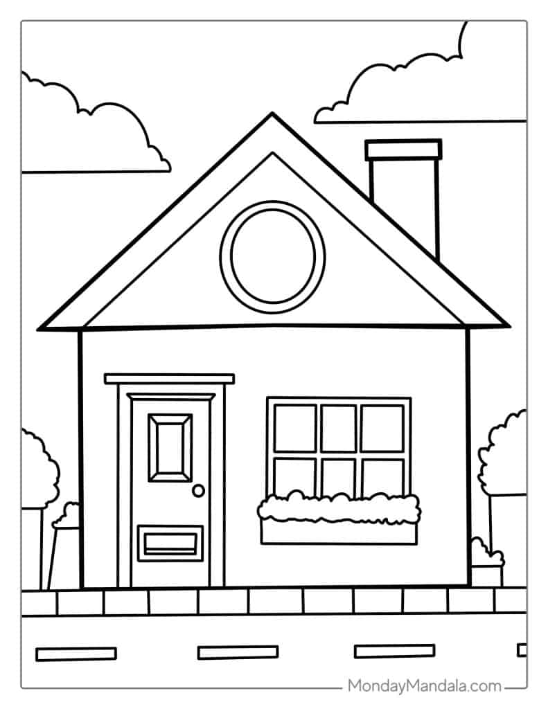 House coloring pages free pdf printables