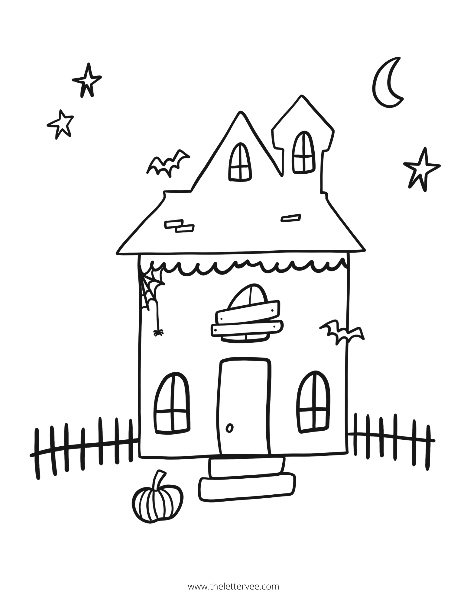 Haunted house craft and coloring printable play â the letter vee