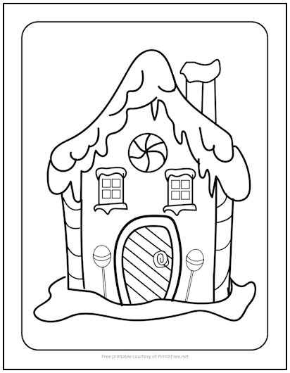 Gingerbread house christmas coloring page print it free