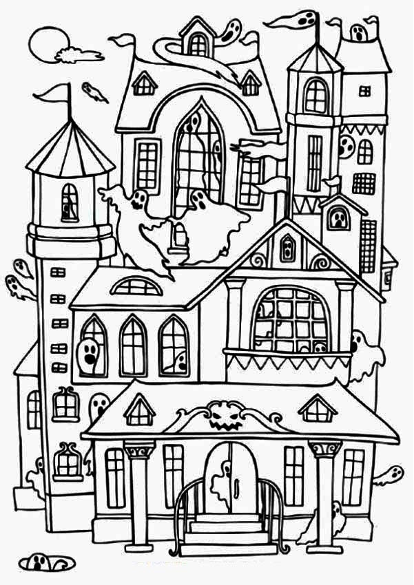 Free printable haunted house coloring pages for kids