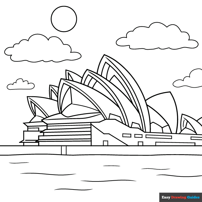 Sydney opera house coloring page easy drawing guides