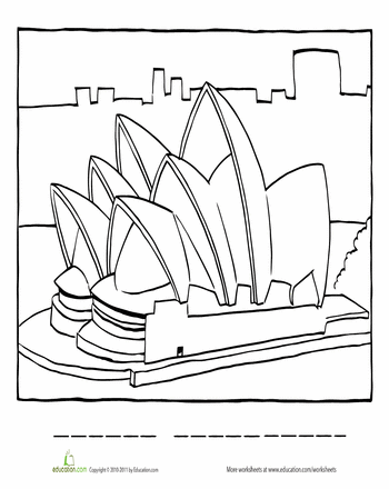 Sydney opera house coloring page worksheet education coloring pages animal coloring pages australian colors