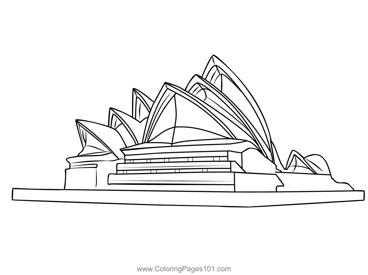 Sydney opera house australia coloring page for kids