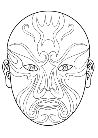 Chinese opera mask coloring page free printable coloring pages