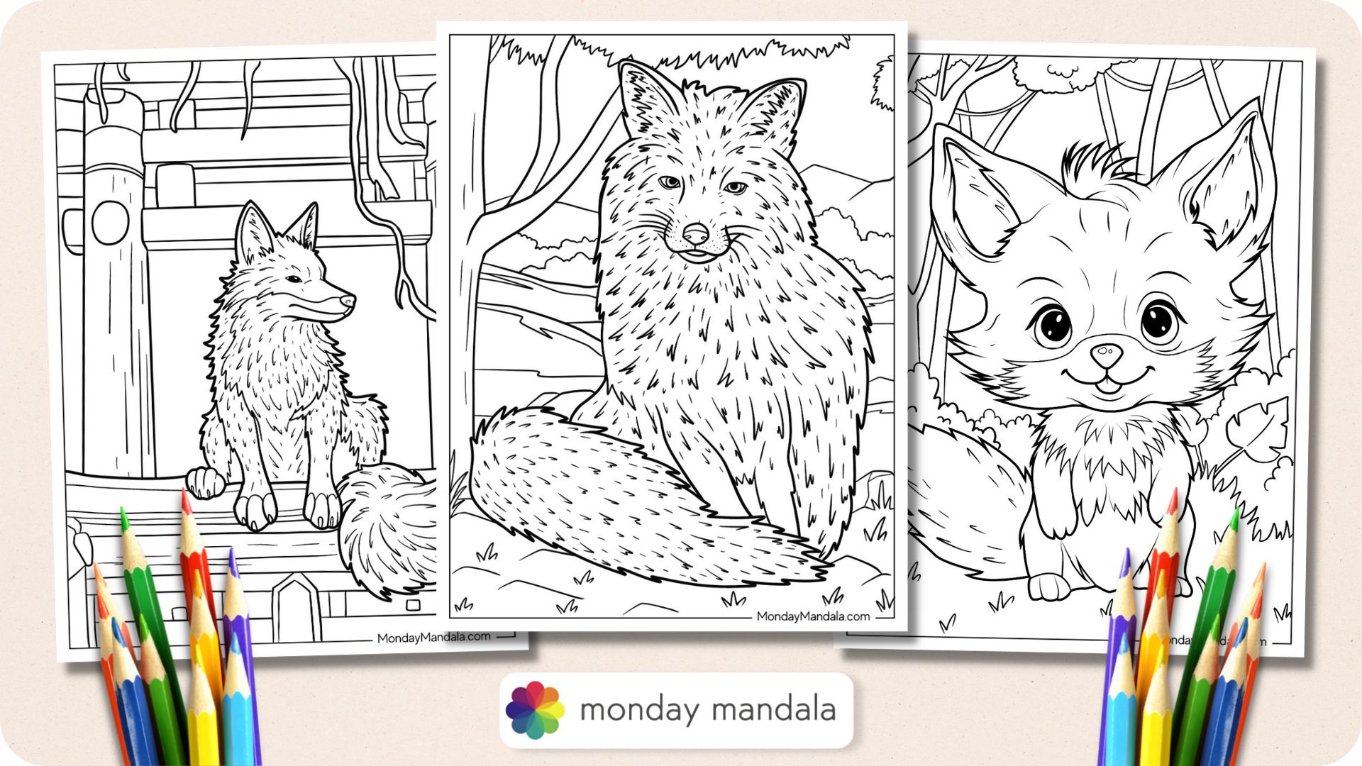 Fox coloring pages free pdf printables