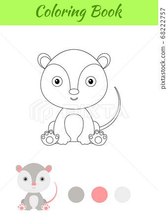 Coloring page little sitting baby opossum