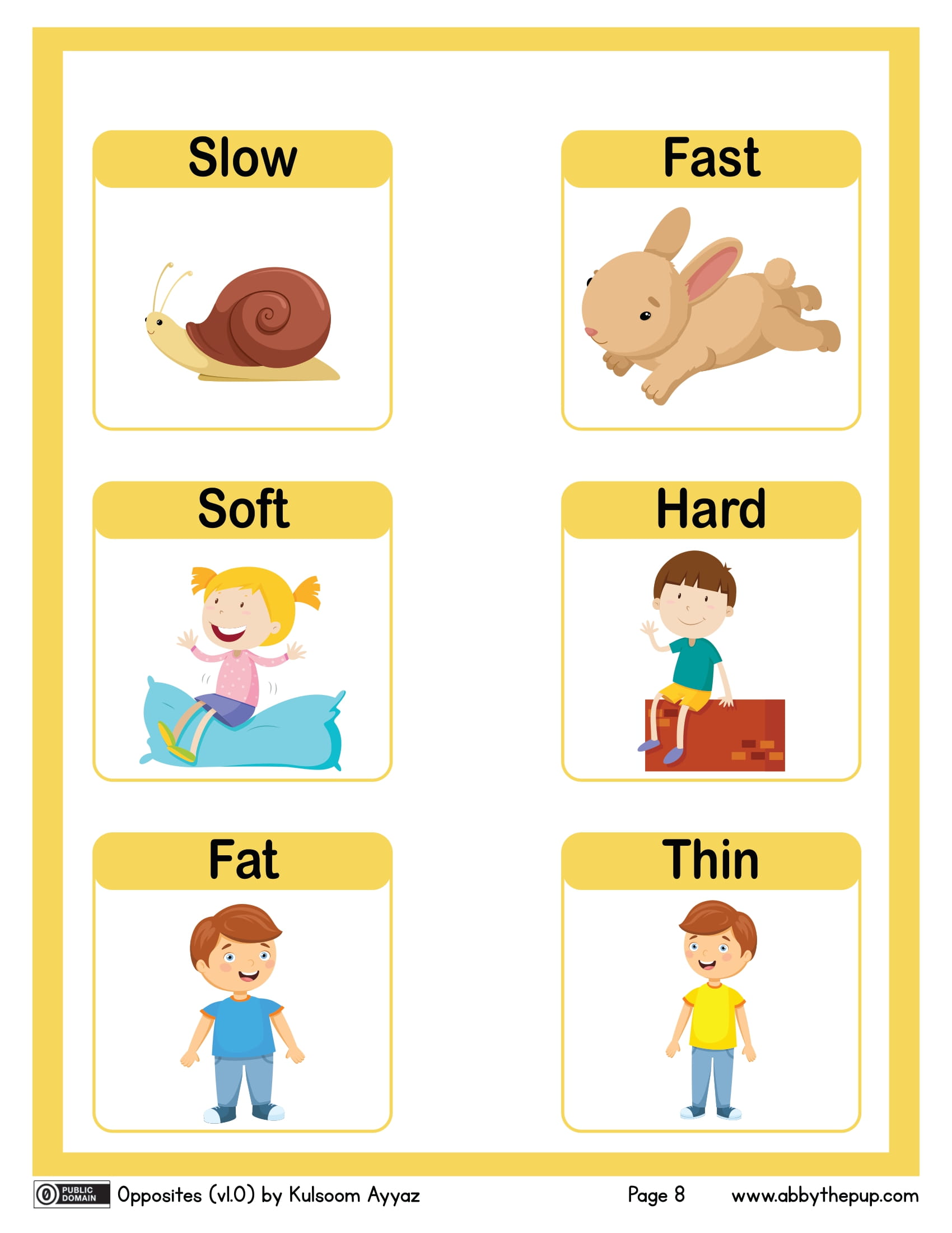 Slowfast softhard fatthin flash cards free printable papercraft templates